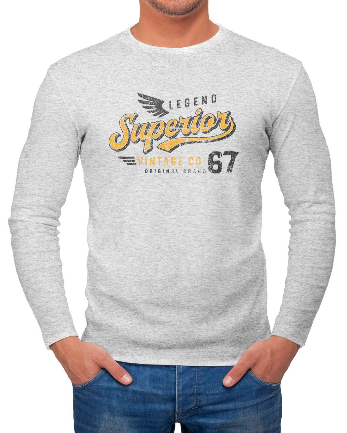 Neverless Longsleeve Herren Long-Sleeve Vintage Retro Motiv Schriftzug Supe günstig online kaufen