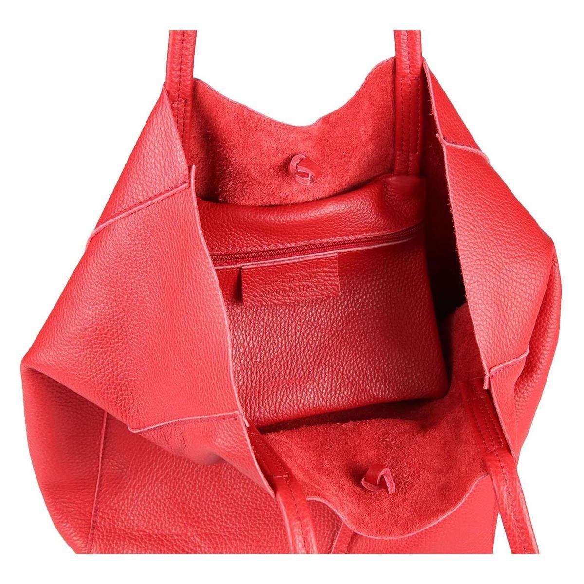 ITALYSHOP24 Schultertasche Made in Italy Damen Premium Leder SHOPPER Tasche HOBO Umhängetasche, Echtleder Business Bag leicht groß klassisch sicher geräumig Beutel