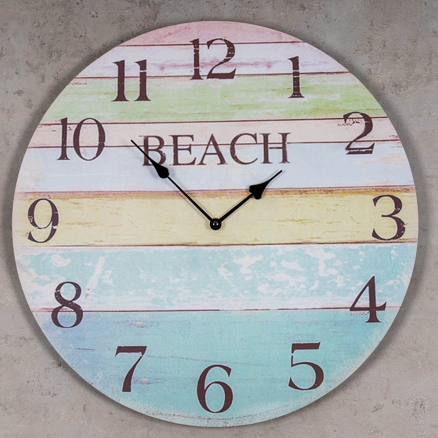 D45cm Holz Bunt Wanduhr Strand Levandeo® (Wanduhr Wanddeko Maritim Sommer) Beach Uhr