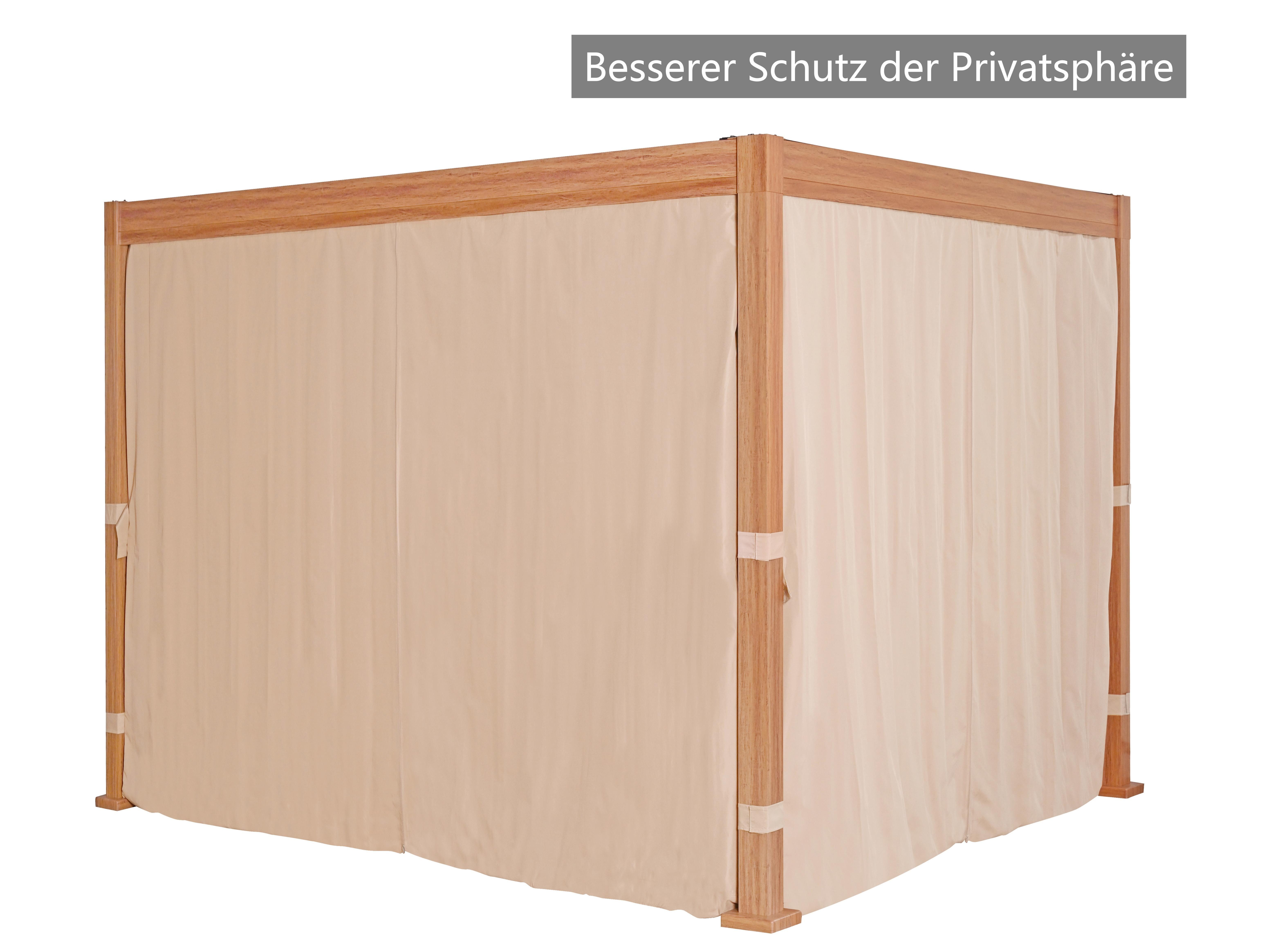 KONIFERA Pavillon Pergola Alhambra, Terrassendach mit Aluminiumpfosten, 3x3 oder 3x4 m, holzfarben, 4 Seitenteile, verstellbare Dachlamellen