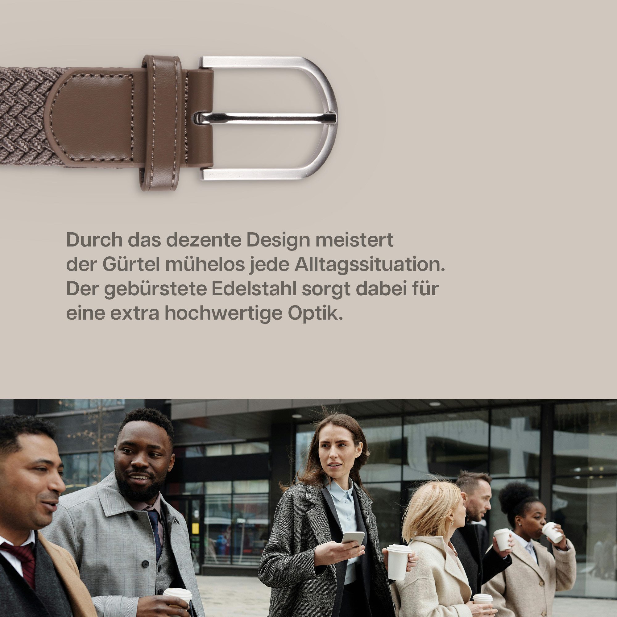 hemmy Fashion Stretchgürtel aus Stoff "Unisex" 80% Polyester/20% Elasthan, ohne Löcher - stufenlos, elastisch/dehnbar