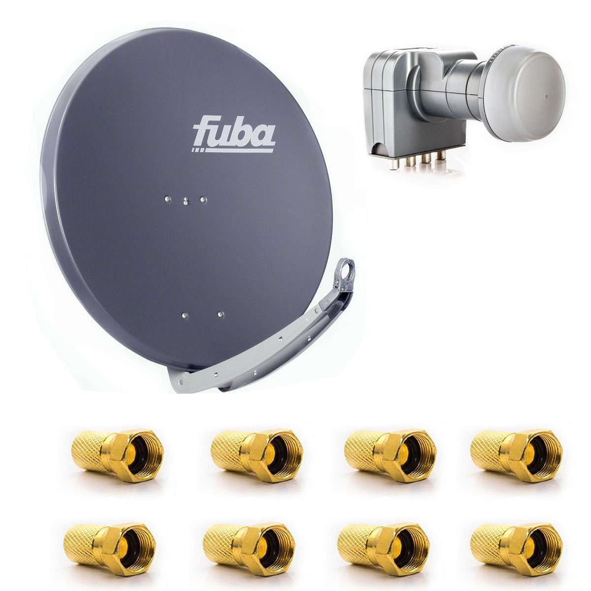 Fuba DAA 850 A Satellitenantenne 85cm Alu Anthrazit DEK 417 Quad LNB SAT-Antenne