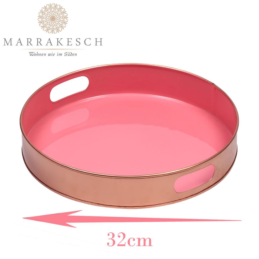 Marrakesch Orient & Mediterran Interior Dekotablett Skandinavisches Design Serviertablett Aarhus Rosa Rund (1 St), Handarbeit