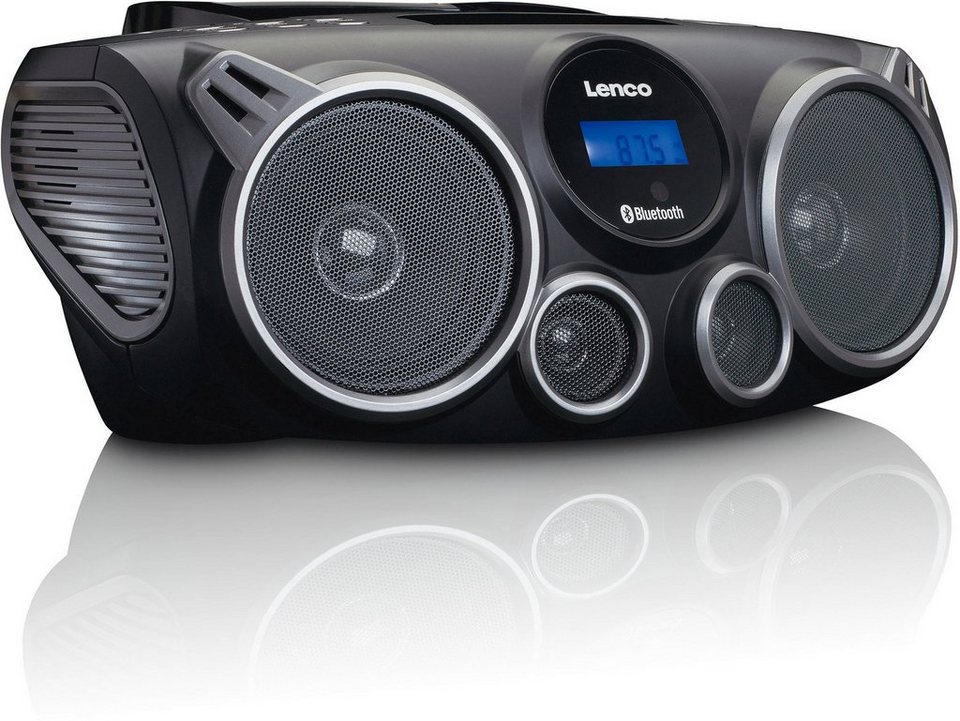 Lenco SCD-100BK Radio mit CD, MP3, BT, USB Radio (FM-Tuner), Tragbares CD-Radio  mit Bluetooth-Funktion