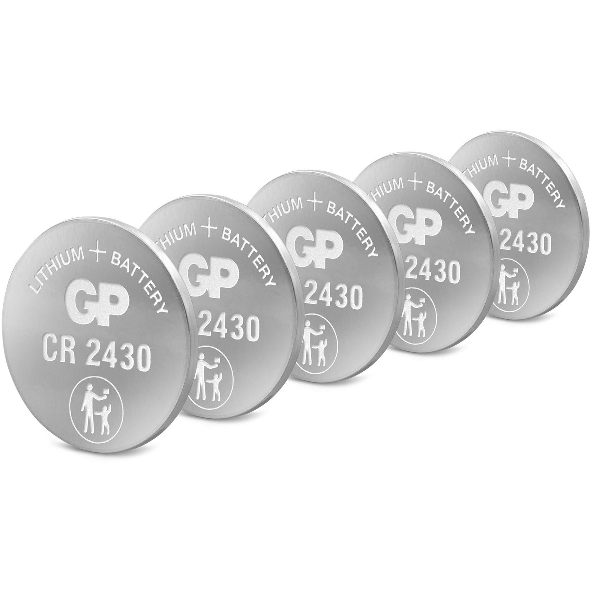 3V Knopfzelle CR2430 Stück 5 GP Lithium Batterie, Batteries V) (3,0 GP