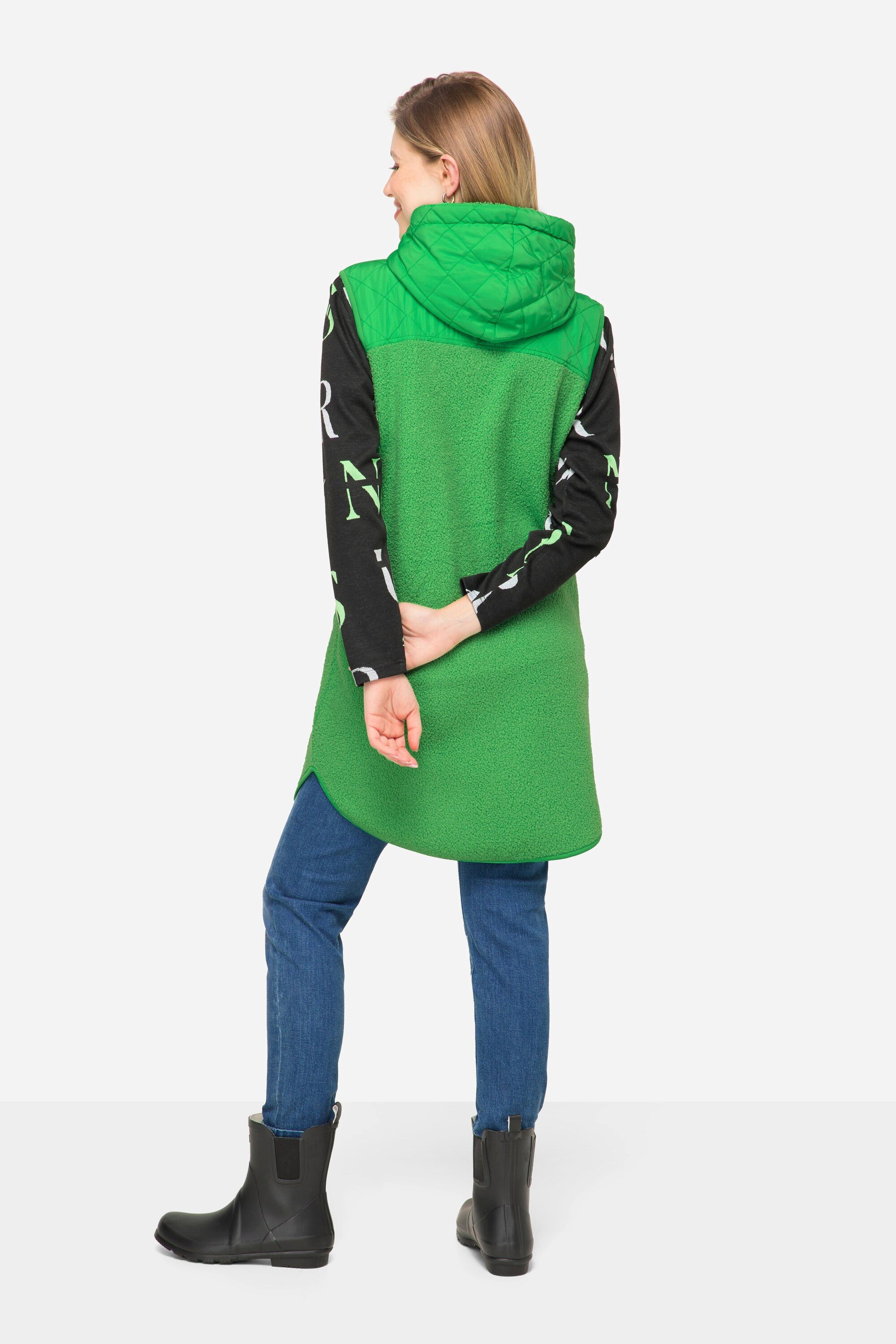 Laurasøn Steppweste Weste Teddyfleece und Stepp Kapuze 2-Wege-Zipper
