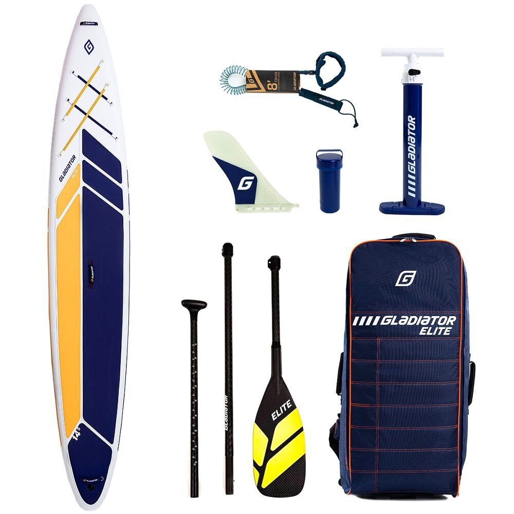 GLADIATOR SUP-Board Stand Up Paddling Board Set Elite 2023, Extrem leichtes Board - 20 % leichter als Gladiator Pro und Origin 14 S Racing