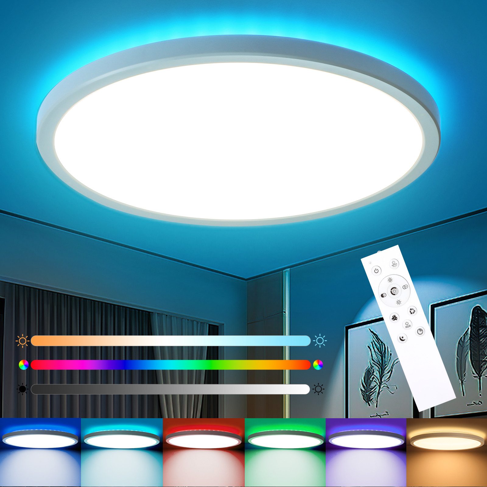 Oraymin Deckenleuchte mit Fernbedienung, 24W Deckenlampe günstig online kaufen