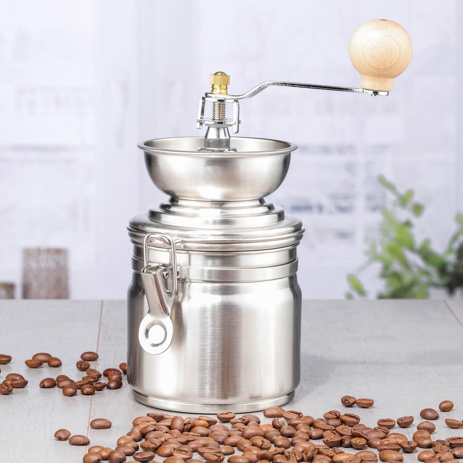 HAC24 Kaffeemühle Handkaffeemühle Kaffee Mühle Mahlmaschine Mahlgradeinstellung, Kegelmahlwerk, Manuell, Edelstahl mit Keramikmahlwerk