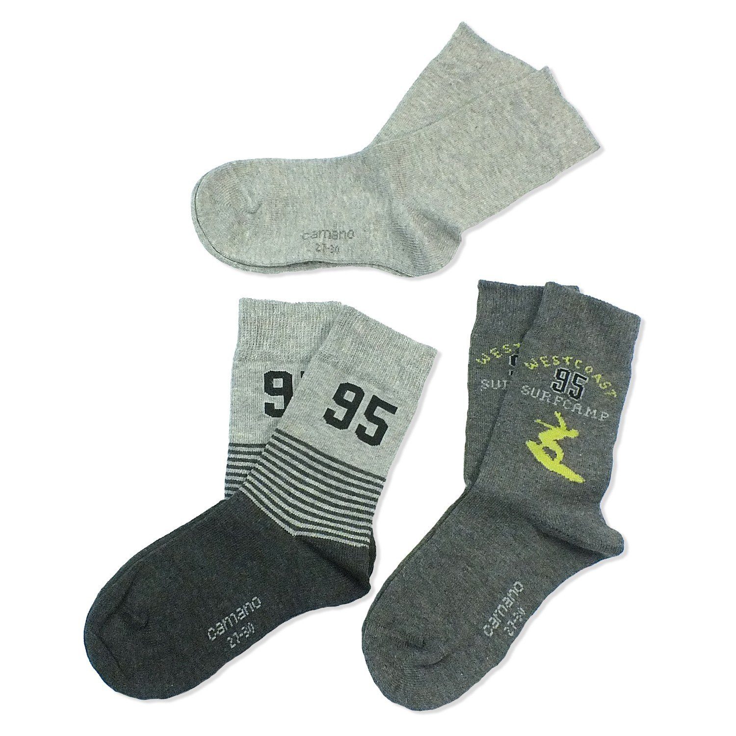Socken, CA3841 Mädchen Langsocken Kindersocken comb mit Paar) & 10 3-Paar, Camano Kinder grey (Packung, Jungen Baumwolle, 3