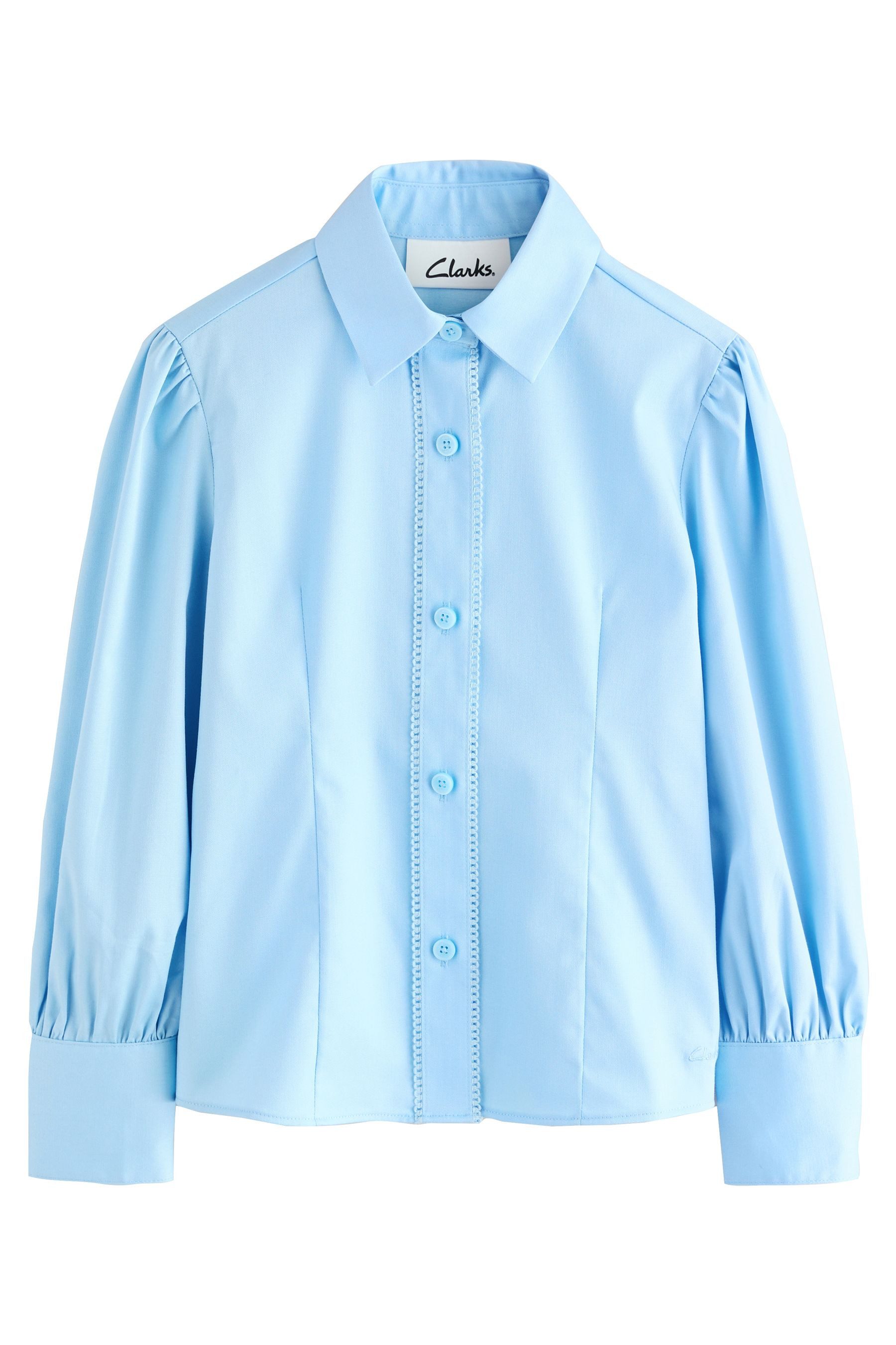 Langarmbluse Clarks Oberstufe Bluse mit Spitzenbesatz – Langarm