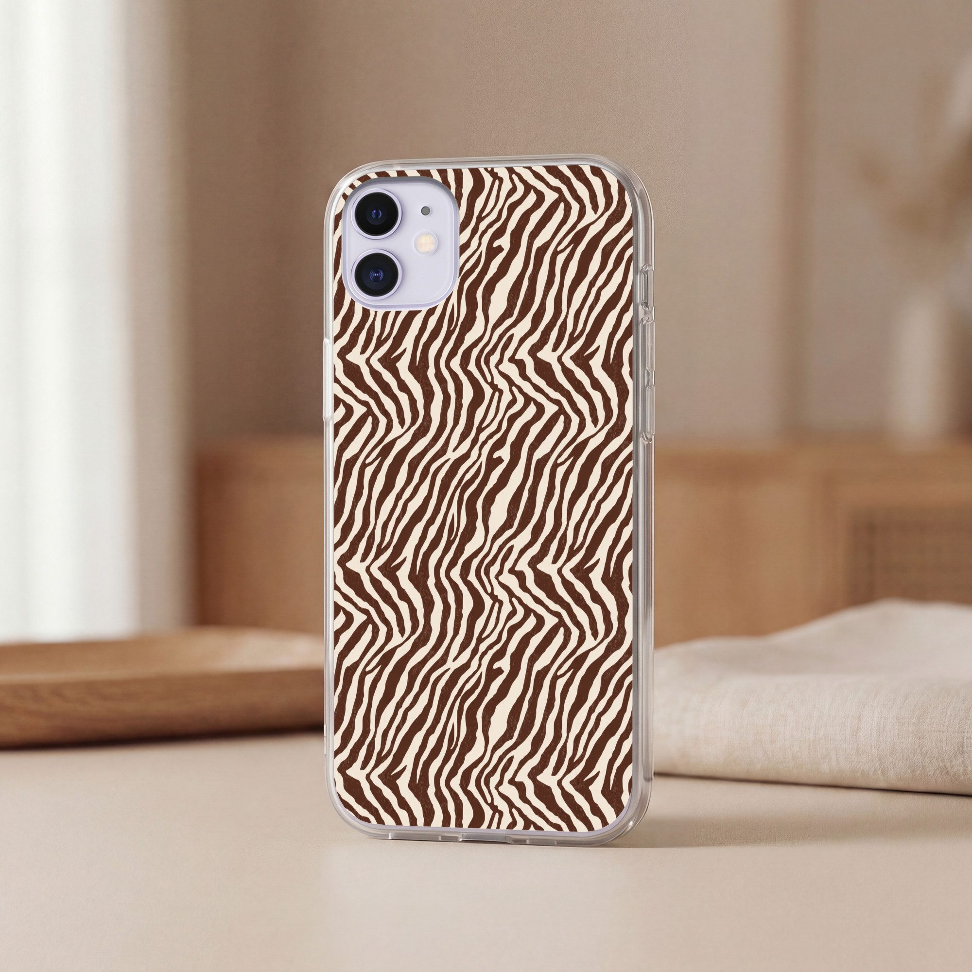MuchoWow Handyhülle für Apple iPhone 11 Zebra - Muster - Schwarz - Weiß, Smartphone-Bumper, Print, Handy Schutzhülle Dünn