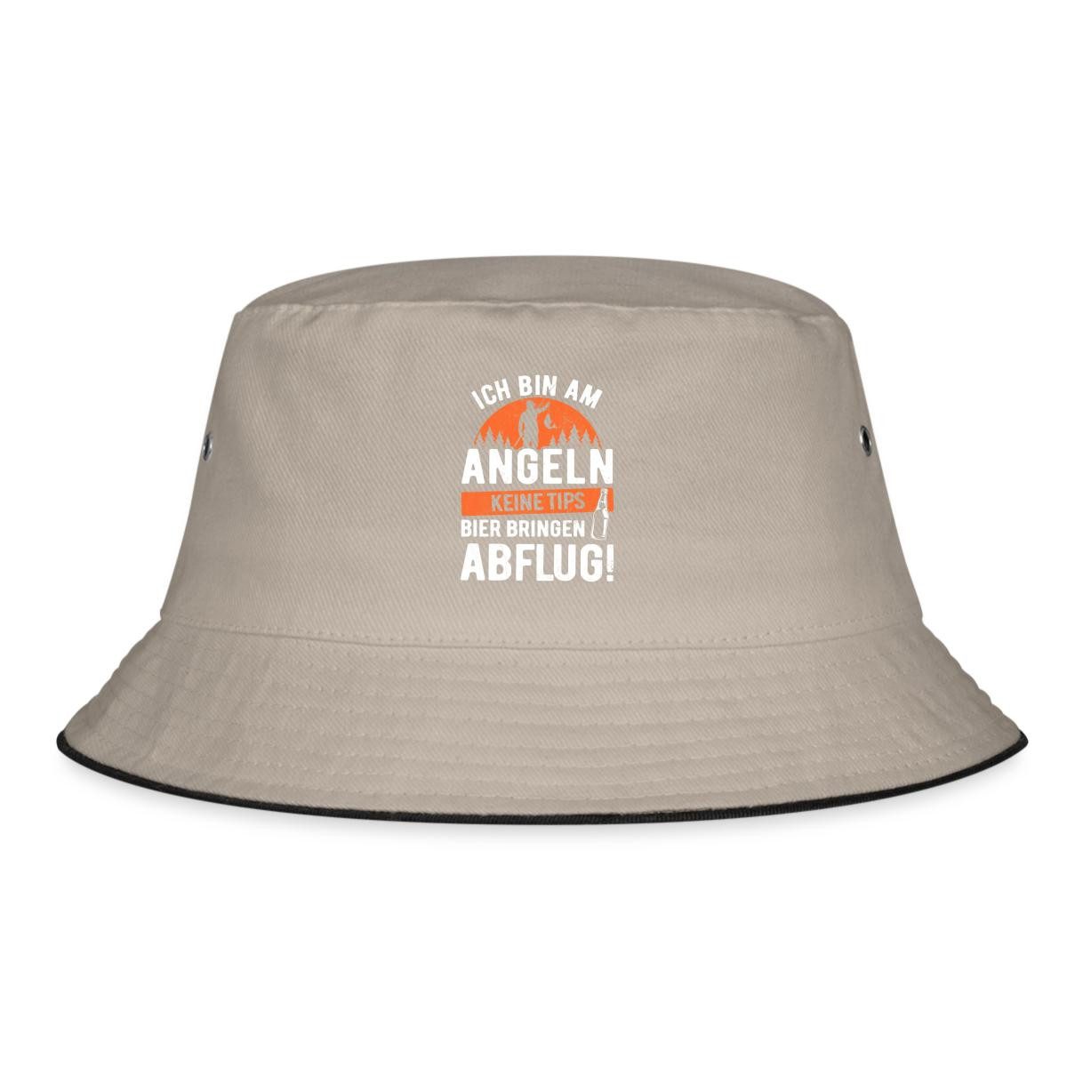 Spreadshirt Sonnenhut Bin Am Angeln, Keine Tips Nur Bier Bringen Fischerhut (1-St)