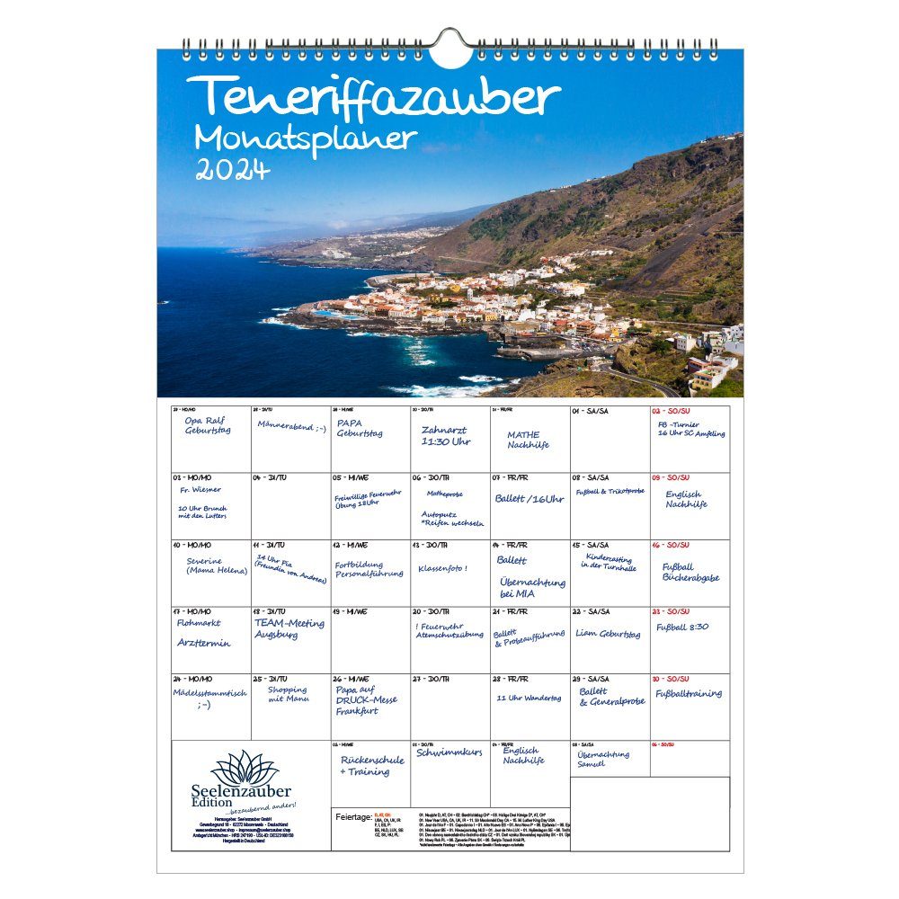 Seelenzauber Wandkalender Teneriffazauber Planer DIN A3 Kalender für