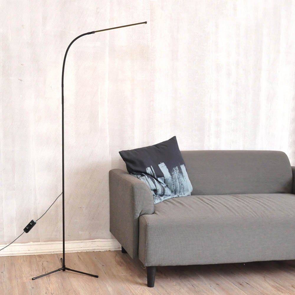 Stehleuchte Stehlampe LED Wohnzimmer, 1.5m MUPOO Höhe für Dimmbar, Schlafzimmer Schwarz