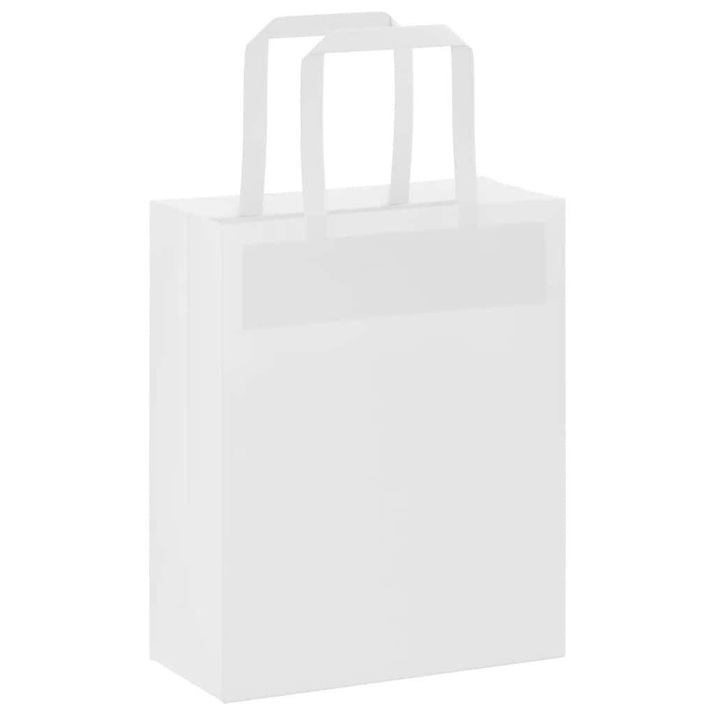 vidaXL Tragetasche Papiertragetaschen 50 Stk. mit Henkeln Weiß 18x8x22 cm (50-tlg)