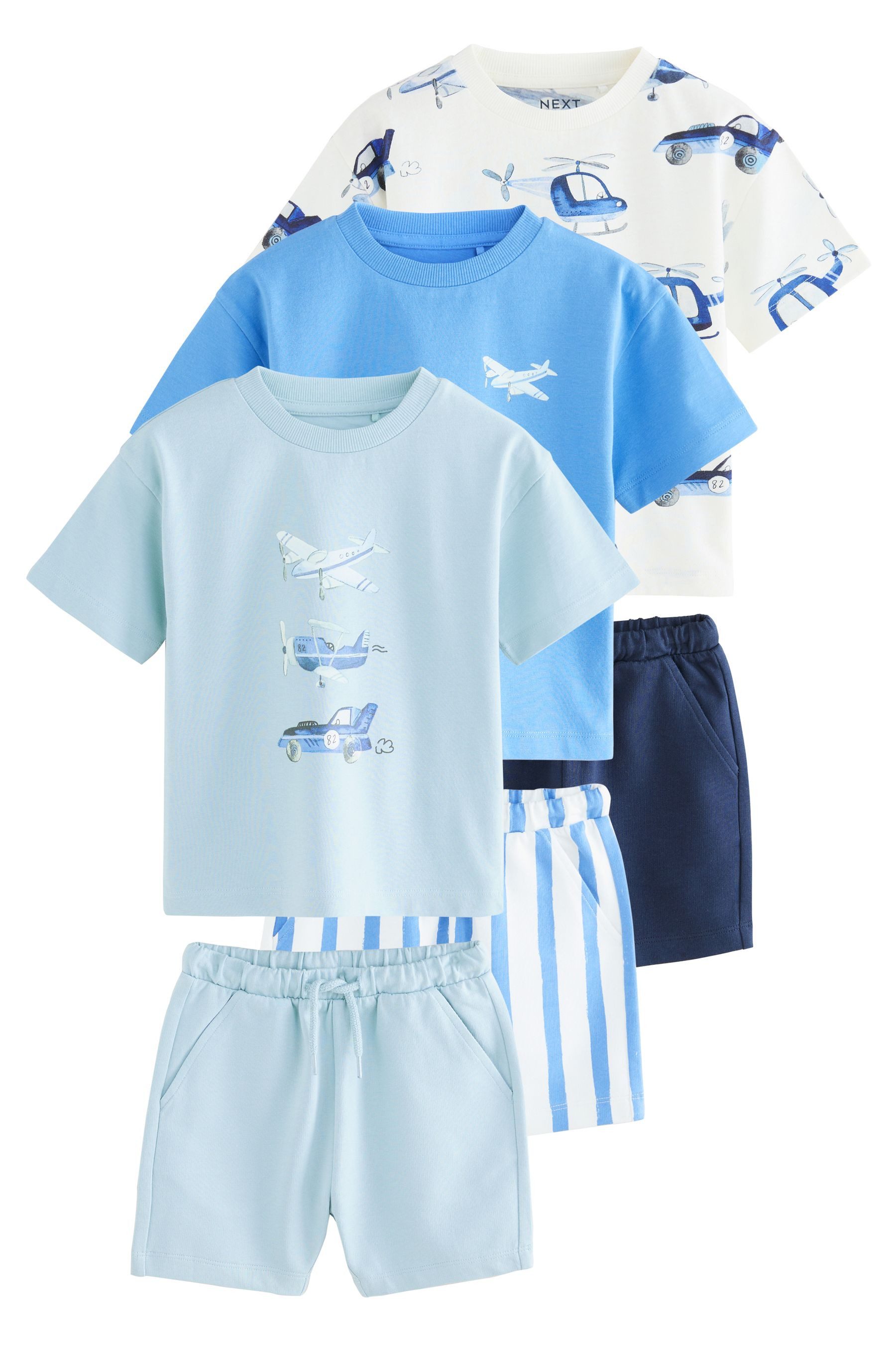 T-Shirt & Shorts T-Shirts und Shorts aus 100 % Baumwolle, 3er-Pack