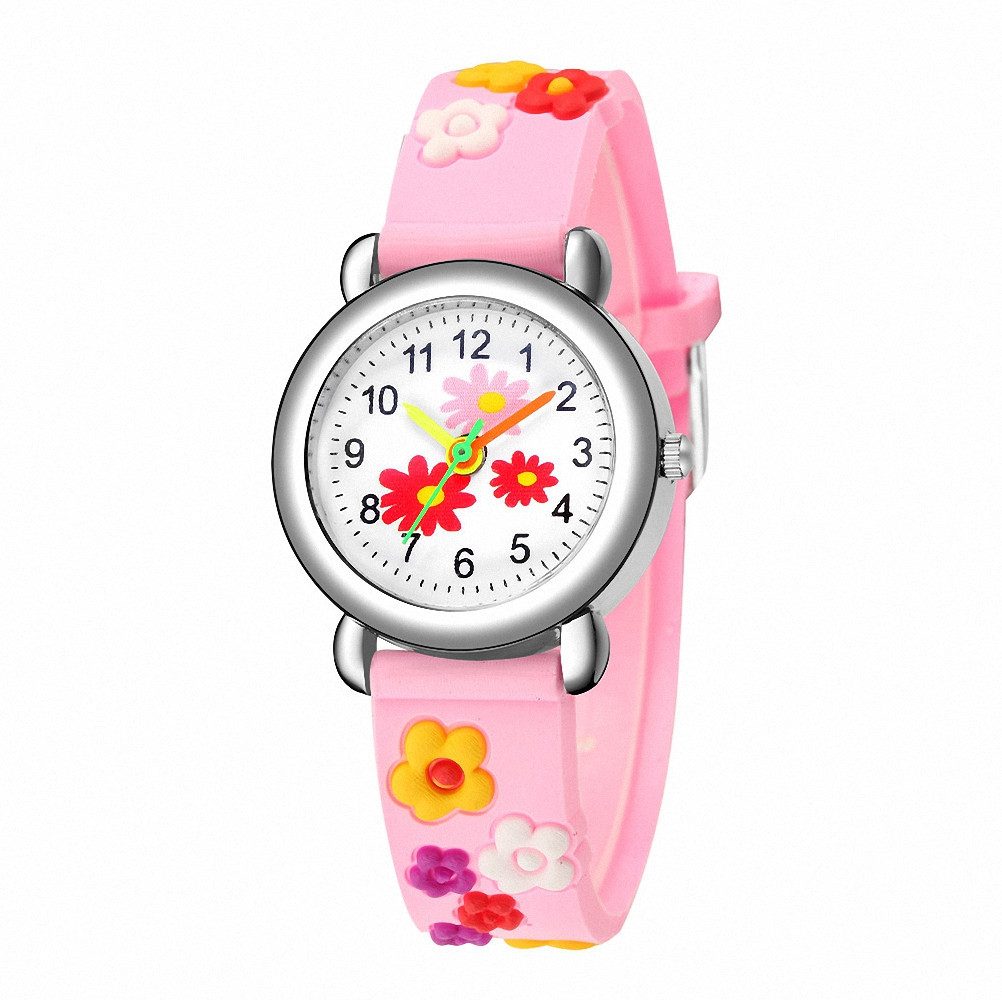 Taffstyle Quarzuhr Kinder Armbanduhr Silikon Uhr Bunte Mädchen Kinderuhr mit Blumen, (Mädchen Jungen Sportuhr Bunte Kinderuhr Farbige Lernuhr Silikonuhr Süß)