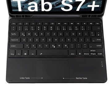 ZMC Samsung Galaxy Tab S7 FE 5G T730 T736B 12,4 Zoll Schutz Hülle Case Tablet-Tastatur (mit Beleuchtete Wireless Abnehmbare Tastatur magnetische Ständer)