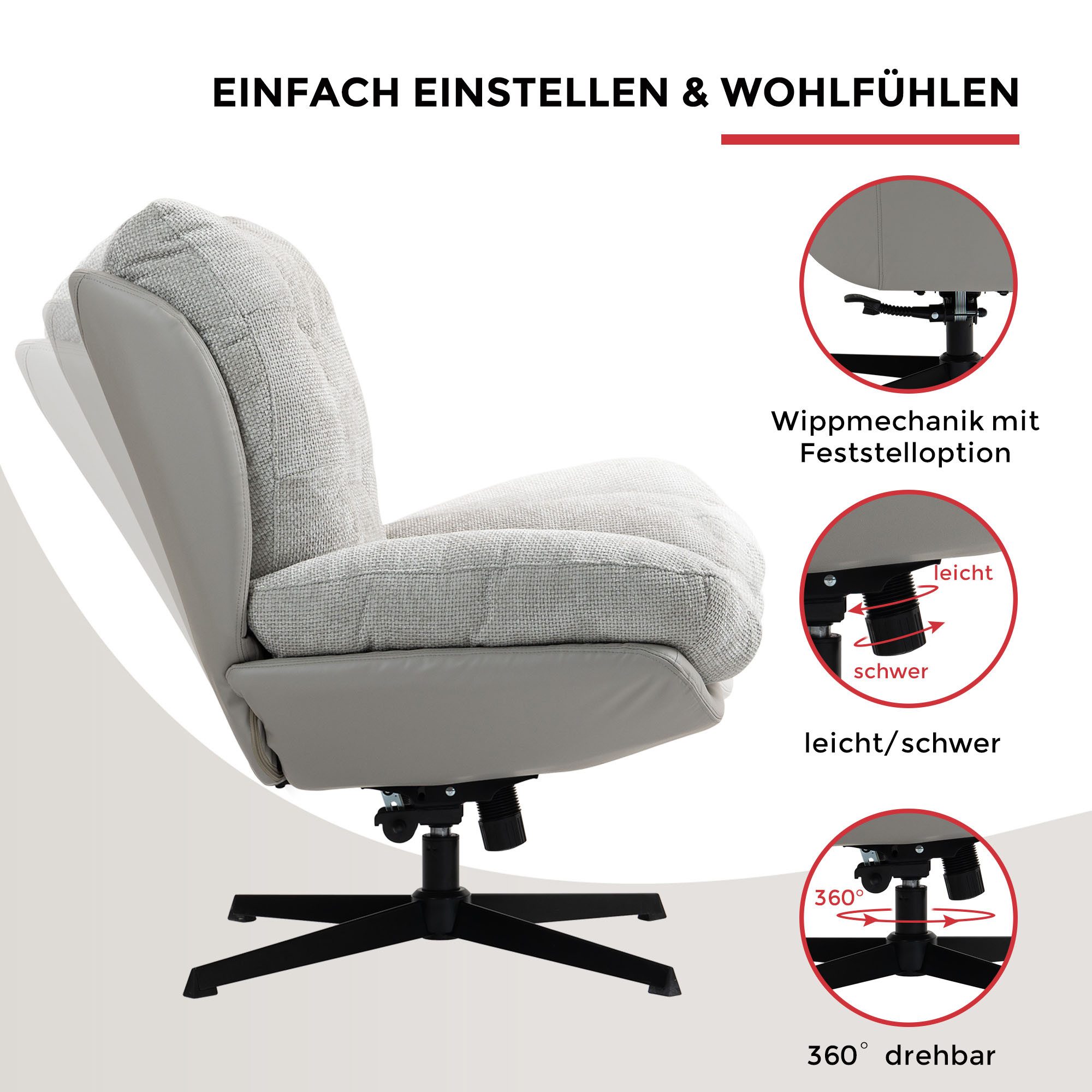 Duo Collection Relaxsessel Tolox mit Hocker, inklusive Wippfunktion