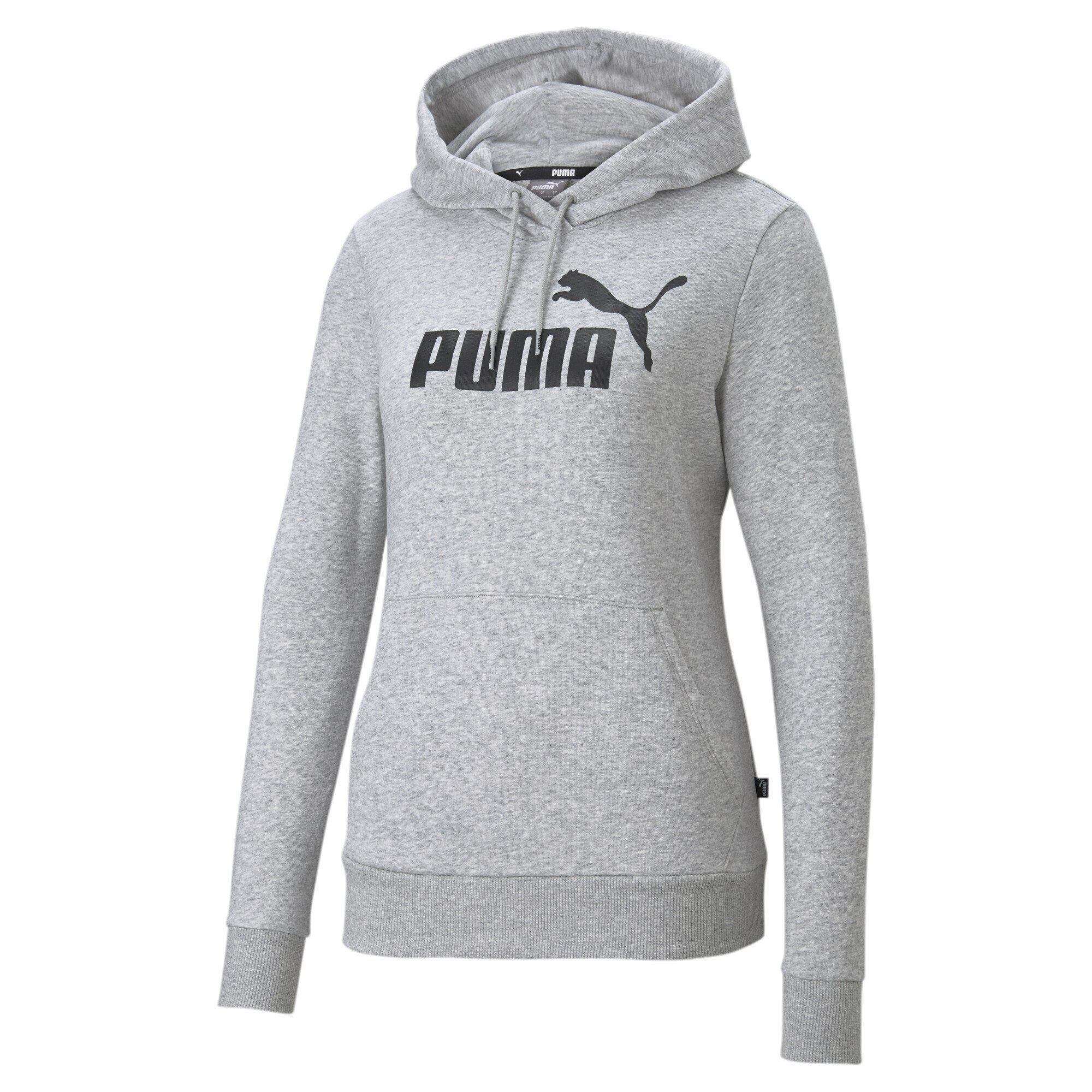 PUMA Sweatshirt Essentials Logo Hoodie Damen Light Gray Heather