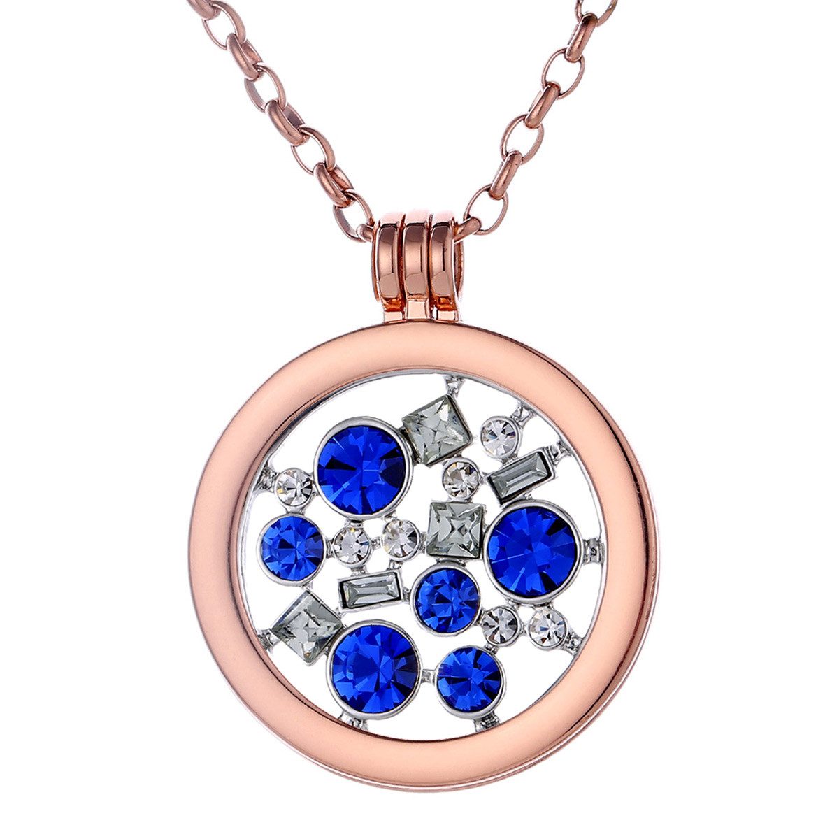 Kette mit Anhänger Halskette 70 cm roségold mit MünzAnhänger 33 mm
