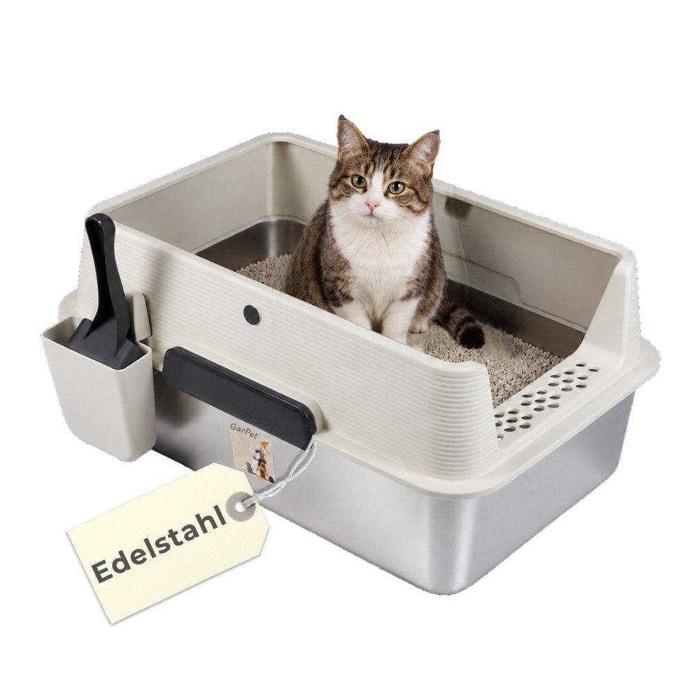 GarPet Katzentoilette Edelstahl Katzenklo XXL Katzentoilette Edelstahl Katzenklo hoher Rand