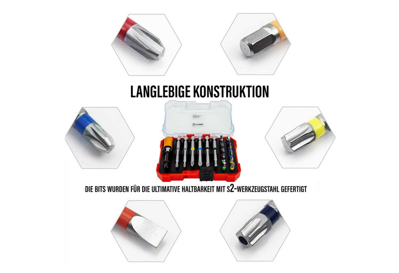 Thumbnail - SCHMIDT security tools Bit-Set Schraubendreher-Bit Set BS-19 Bitsatz Box 19-teilig