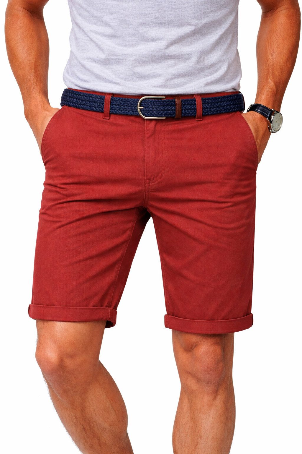 geographical norway Bermudas Chino Shorts kurze Hose Bermuda Knielang Stoff bequem mit Gürtel short