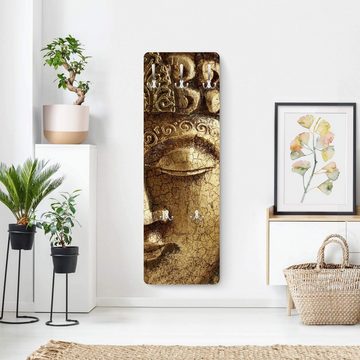 Bilderdepot24 Garderobenpaneel gold Spirituell Retro Vintage Vintage Buddha Design (ausgefallenes Flur Wandpaneel mit Garderobenhaken Kleiderhaken hängend), moderne Wandgarderobe - Flurgarderobe im schmalen Hakenpaneel Design