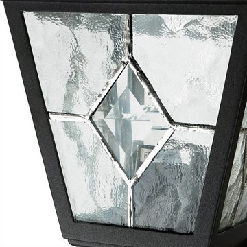 Licht-Erlebnisse Außen-Wandleuchte LEADWORTH, ohne Leuchtmittel, Außenwandleuchte IP43 E27 Schwarz Glas Metall Rustikal Außenwandlampe
