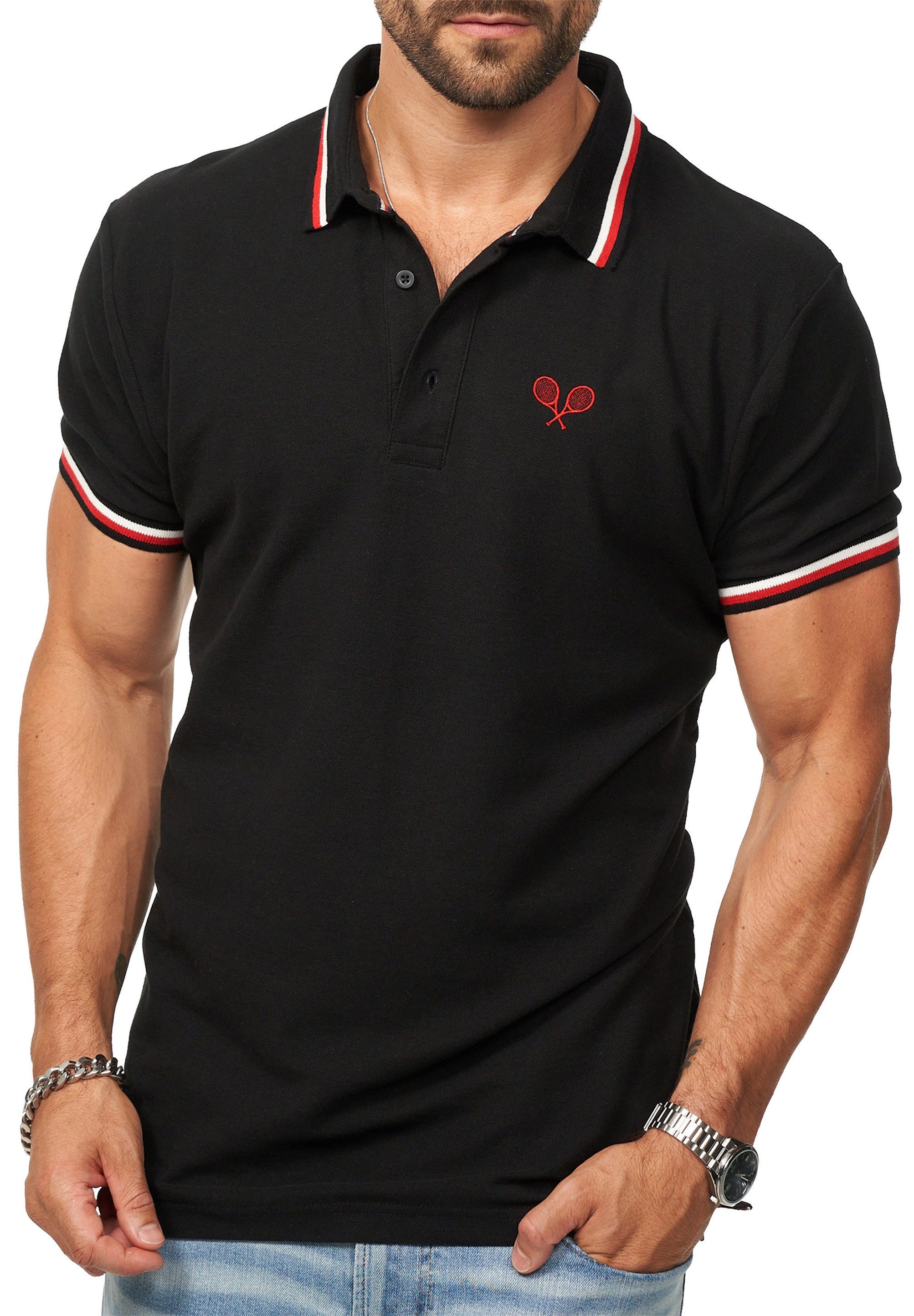 DAILY COTTON Poloshirt in Kurzarm als Polo T-Shirt aus 100% Baumwolle - Polo-Hemd für Herren Männer Polohemd mit Logo im Regular-Fit in Piqué-Qualität