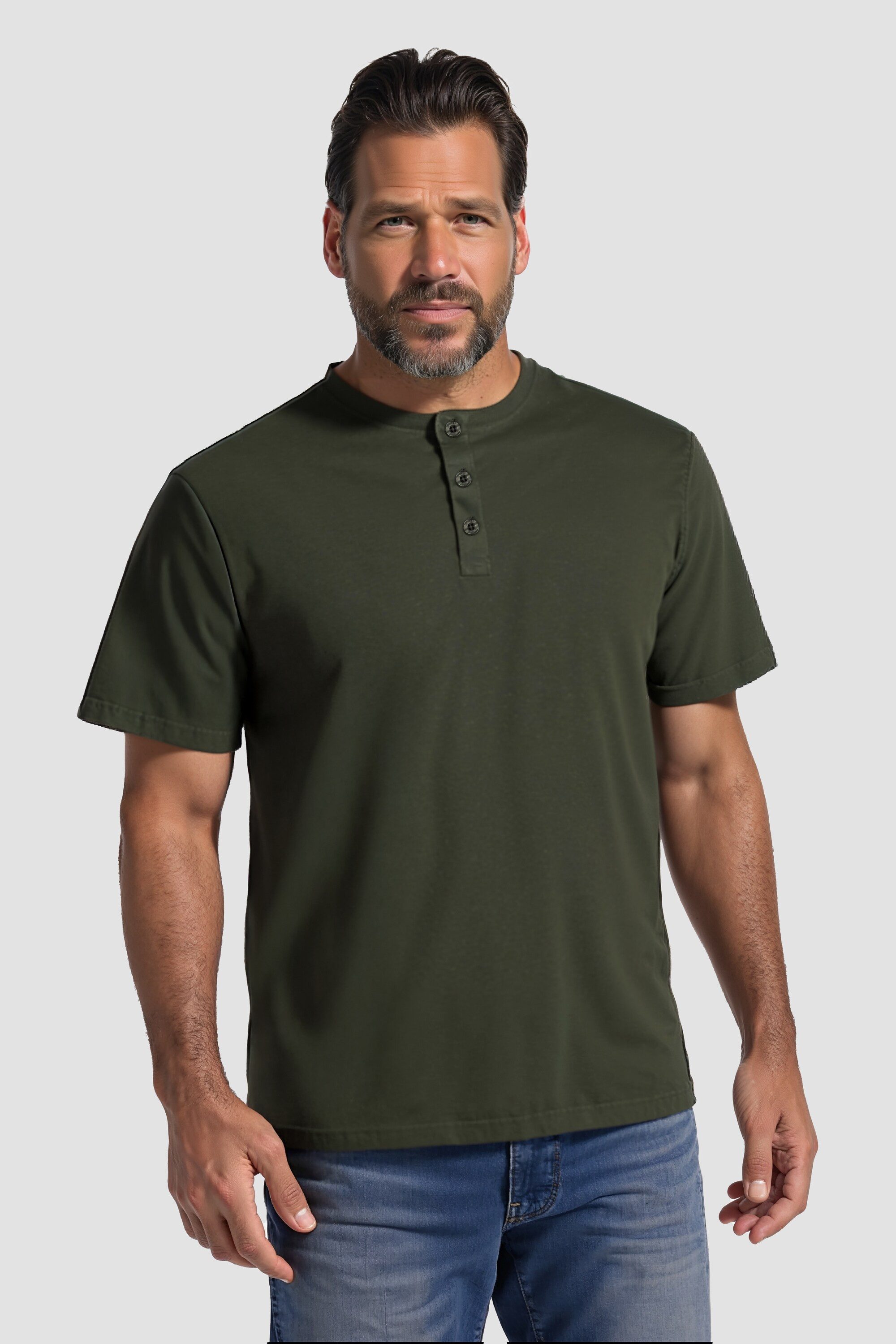 JP1880 T-Shirt JP1880 Henley Basic Knopfleiste Halbarm bis 7 XL günstig online kaufen