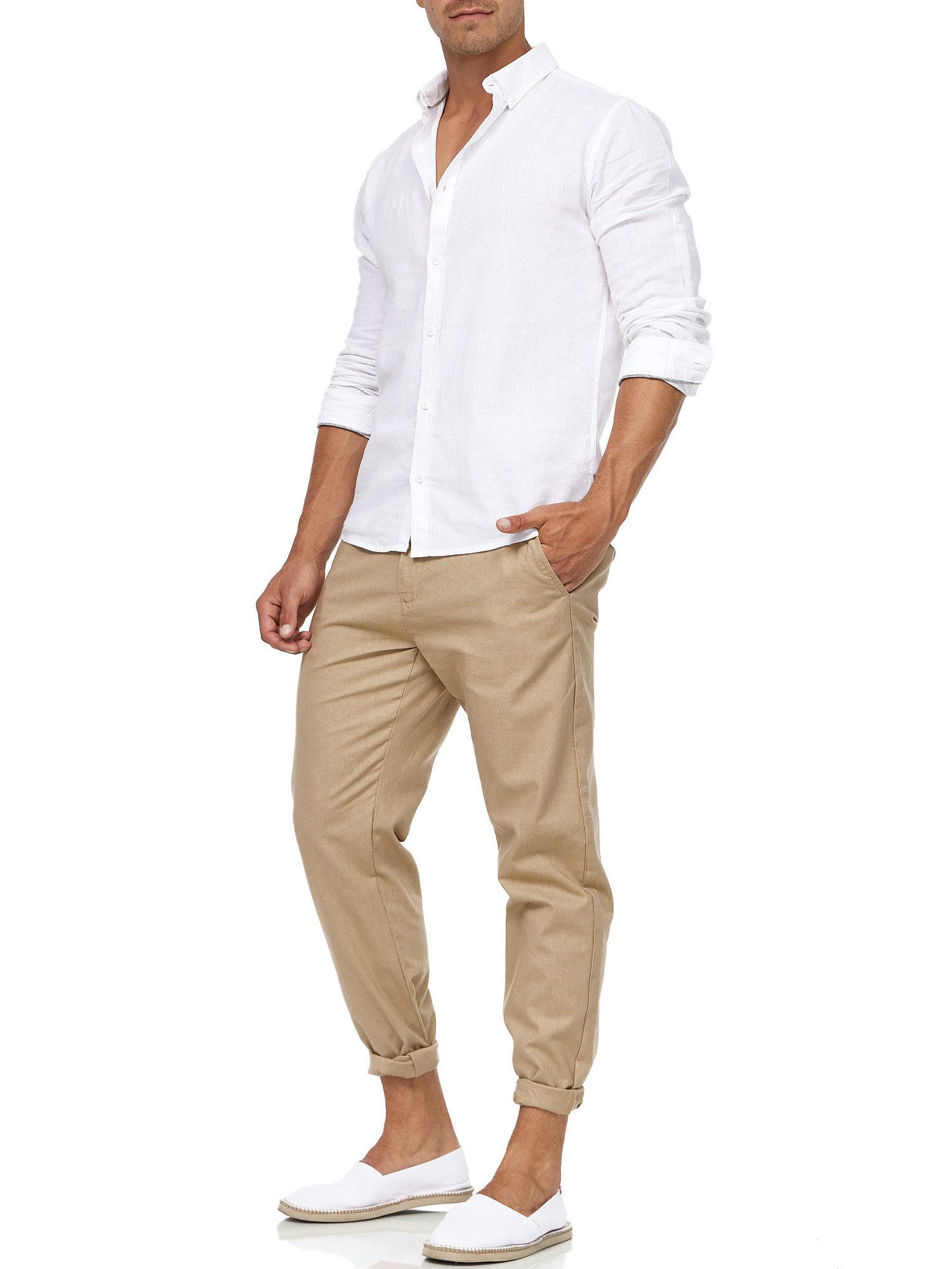 Indicode Leinenhose Herren Veneto Sommerhose Leinen Herrenhose leichte Sommerhose mit Kordelzug