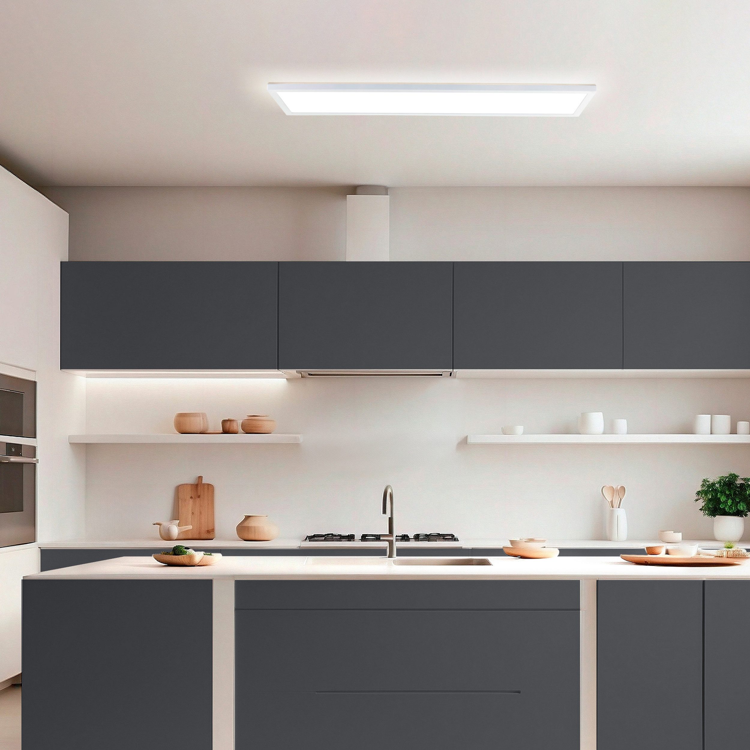 Lightbox LED Panel, CCT - über Fernbedienung, LED fest integriert, warmweiß - kaltweiß, LED Aufbaupaneel, 25 x 96cm, 3000 lm, dimmbar, Fernbedienung, CCT,weiß