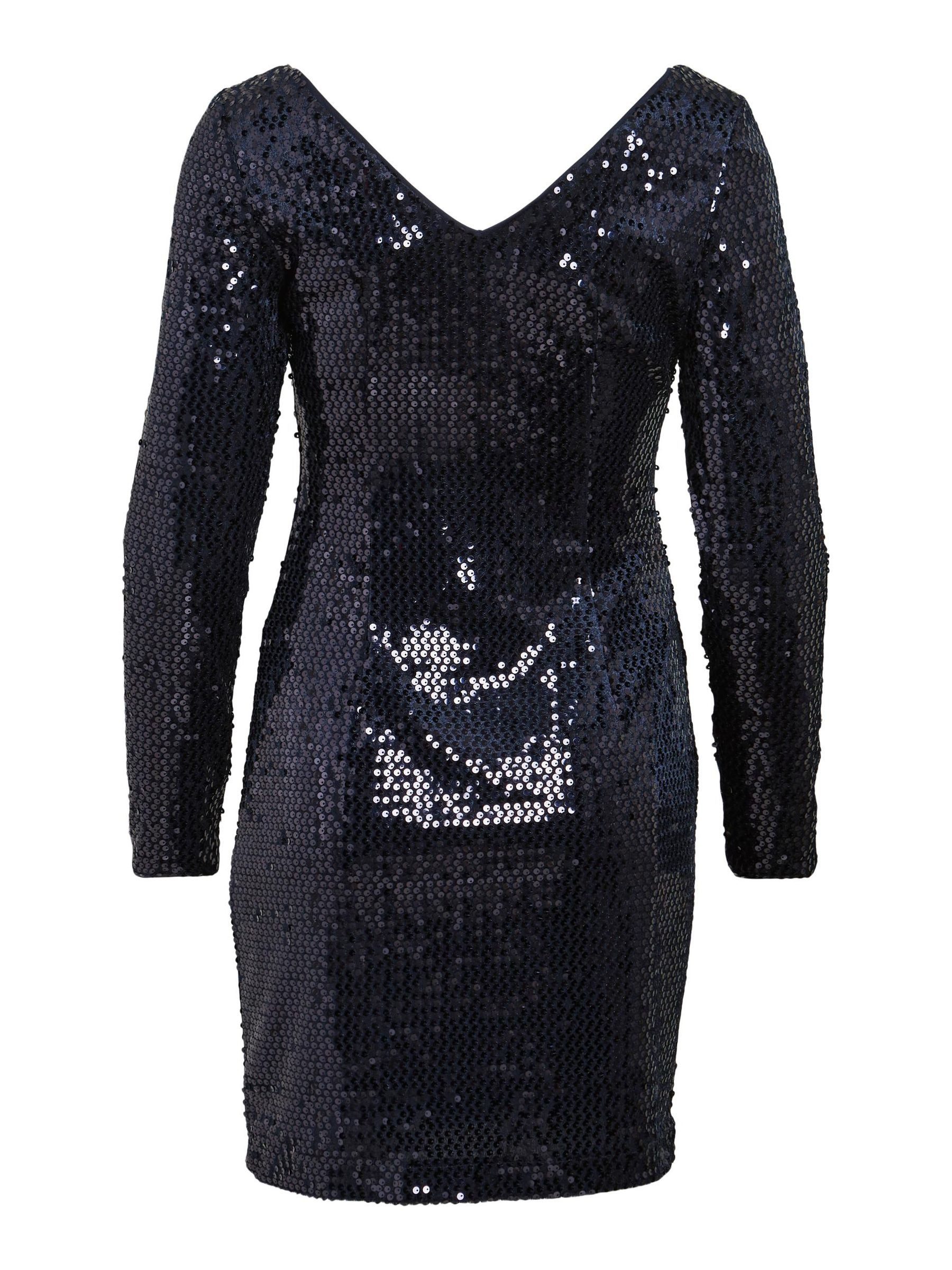 Vila Abendkleid Mini Pailletten V-Ausschnitt VISADIE für Damen (kurz) VISADIE L/S V-NECK SHORT DRESS/DC