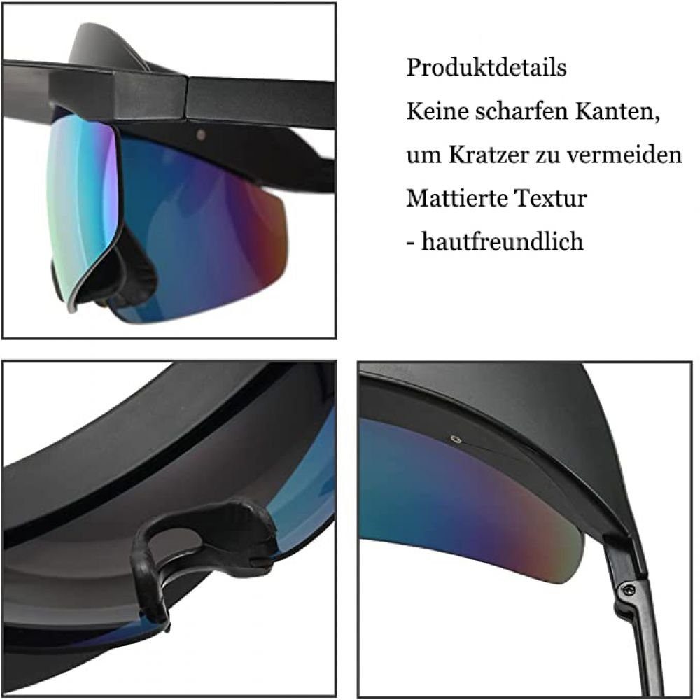 GelldG Sonnenbrille Fahrradbrille Herren mit Schutz schwarz Brillen UV Fahrrad Krempe Winddicht