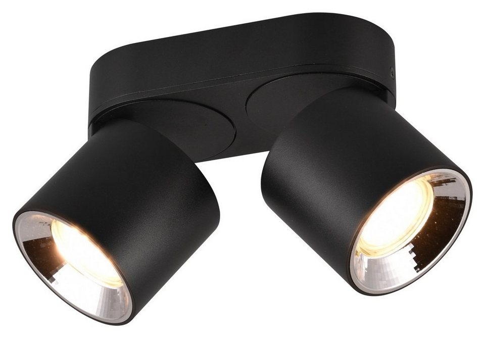TRIO Leuchten Deckenstrahler GUAYANA, Schwarz matt, 2-flammig, Breite 18  cm, ohne Leuchtmittel, Metall, Deckenlampe, mit verstellbaren Lampenschirmen