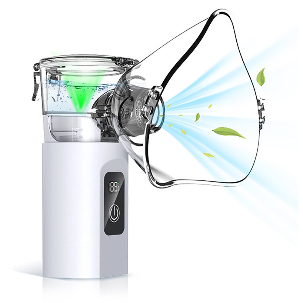 Tekoo Inhalator Mobiler Inhalator für Kinder & Erwachsene mit LED-Bildschirm, 3 Modi, Komplett-Set TZ-W13 inklusive Zubehör, IPX6 wasserfest, Selbstreinigungsfunktion, 3 Vernebelungsstufen