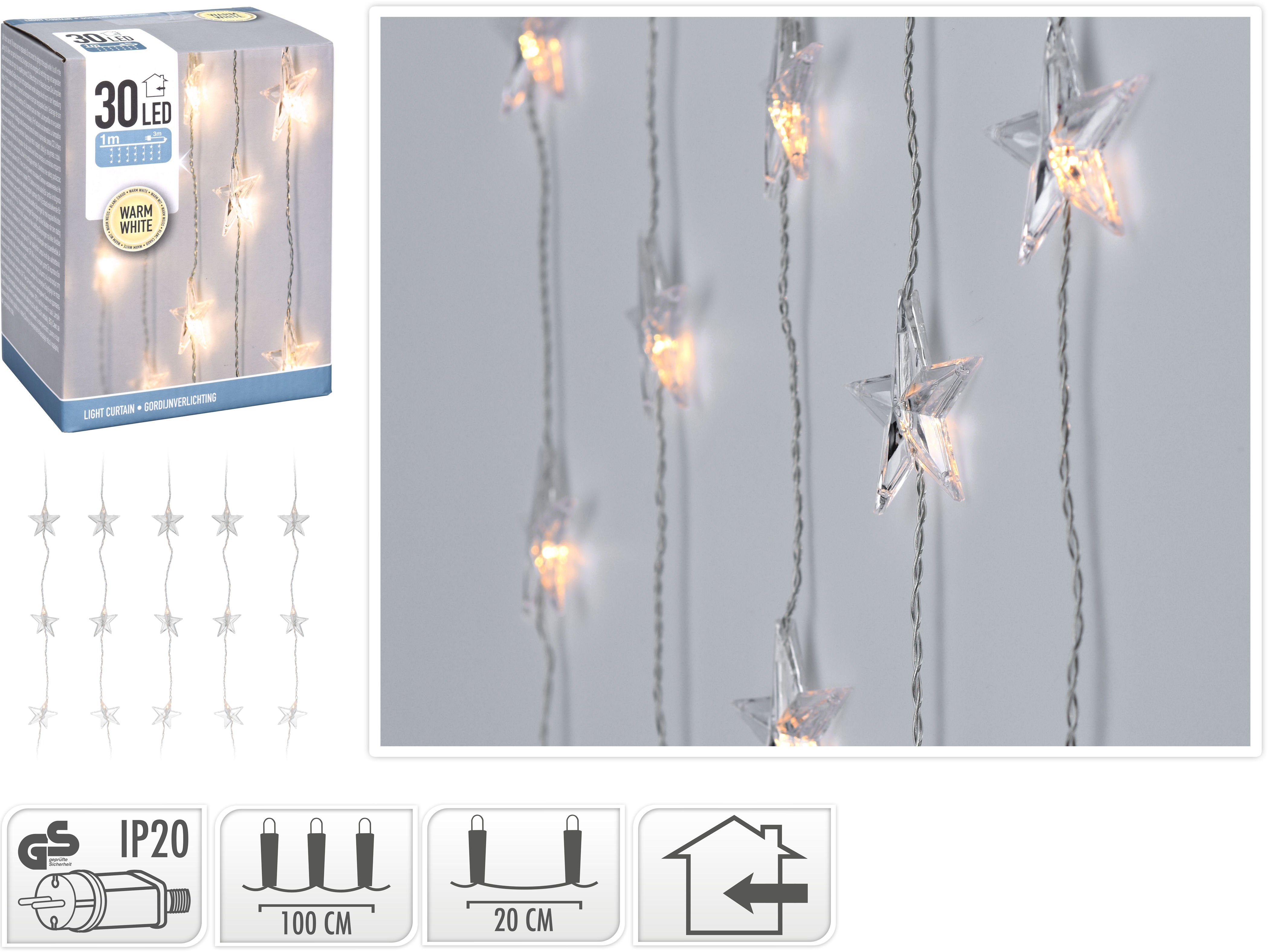 Spetebo LED-Lichtervorhang Sternen Lichtervorhang 30 LED günstig online kaufen