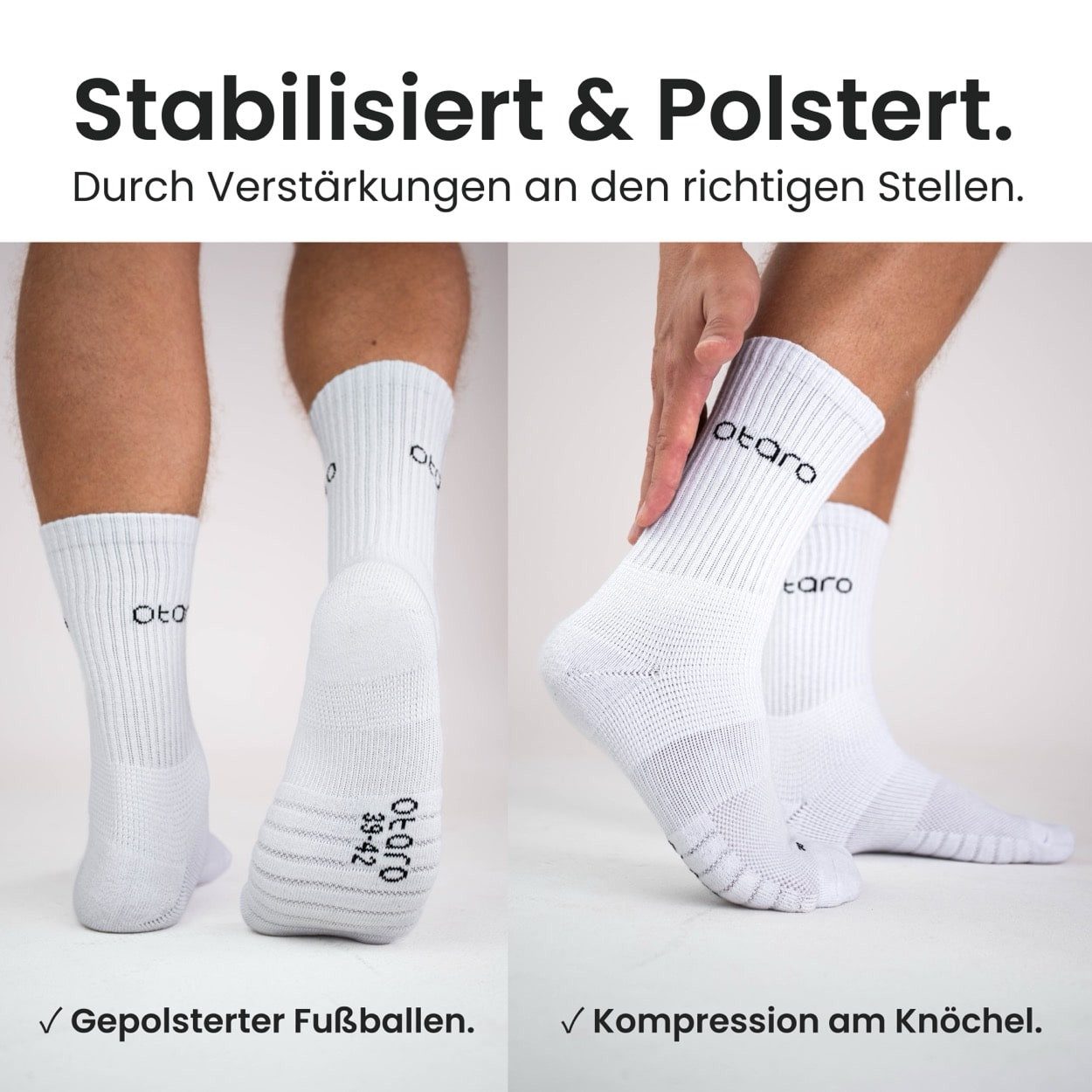 Otaro Tennissocken Tennissocken ROGER (2 Paar), Bio-Baumwolle