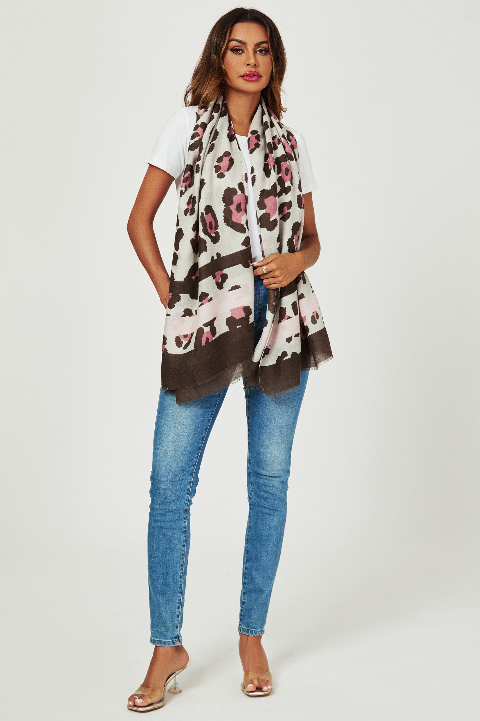 FS Collection Modeschal Damen Leopardenmuster Schal – Weich, Leicht & Vielseitig, 100% Polyester – weich, leicht & formbeständig – Bild 4 von 4