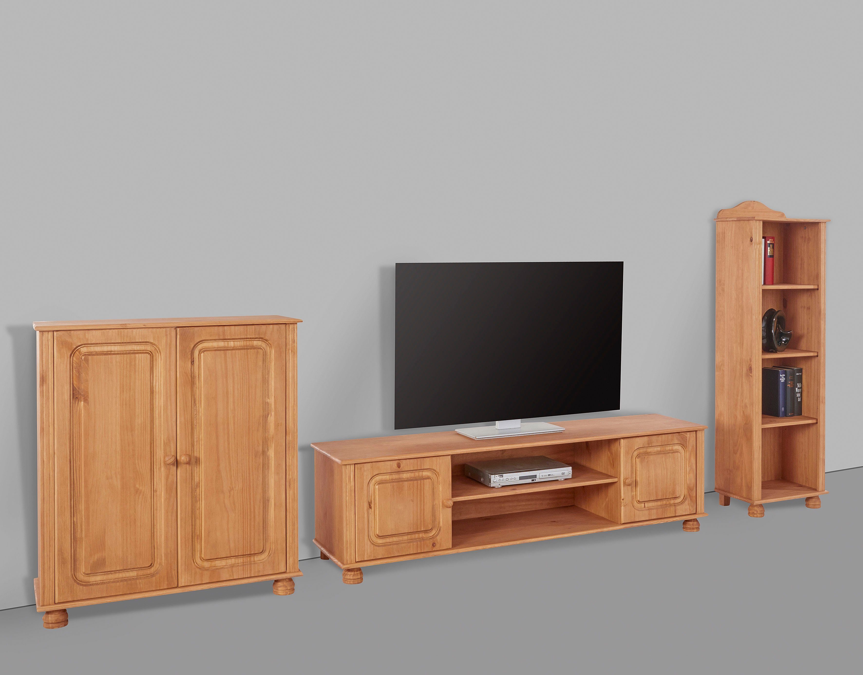 OTTO home Wohnwand Mette, (3-St), 1 Midischrank, 1 Bücherregal und 1 Lowboard ohne Wandboard