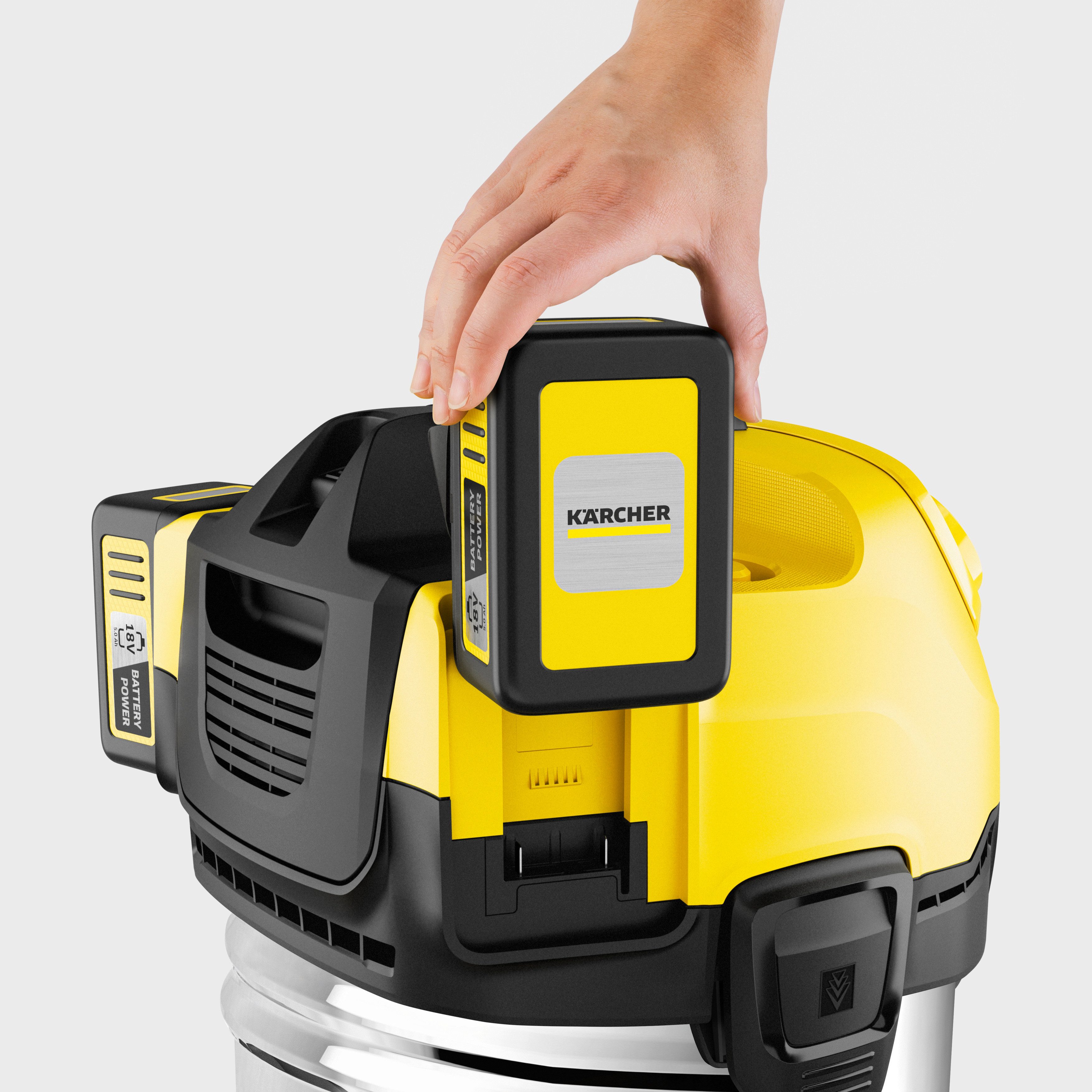 KÄRCHER Nass-Trocken-Sauger WD 4-18 S Dual Battery Set V-20/22, 36-V-Motor, 20 l Edelstahlbehälter, inkl. Akku und Ladegerät