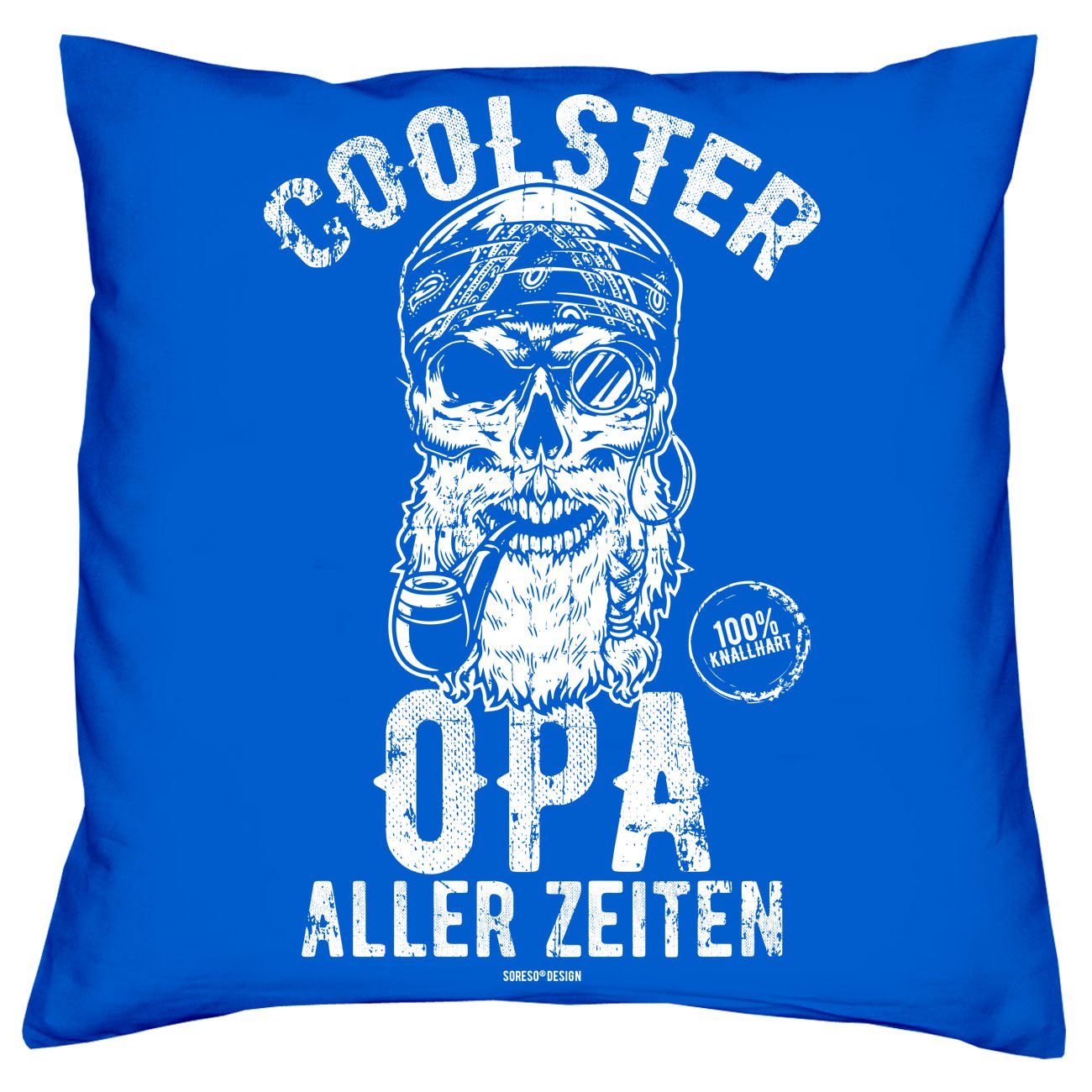 & mit Set im Deko Dekokissen Großeltern Oma Weihnachtsgeschenke Kissen Soreso® Geburtstagsgeschenke Royal Füllung Opa, Blau