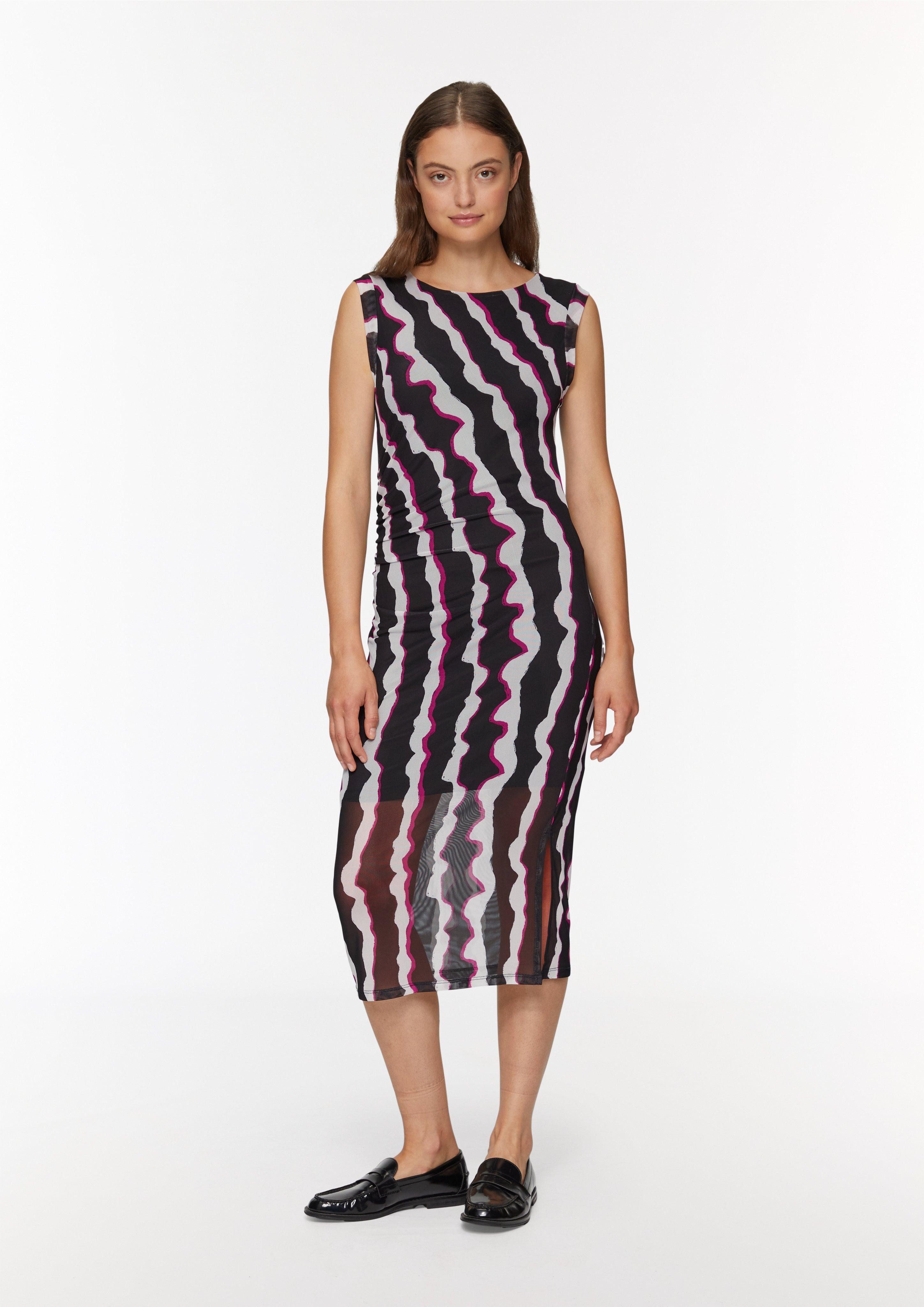 s.Oliver Maxikleid Gemustertes Mesh-Kleid mit seitlicher günstig online kaufen