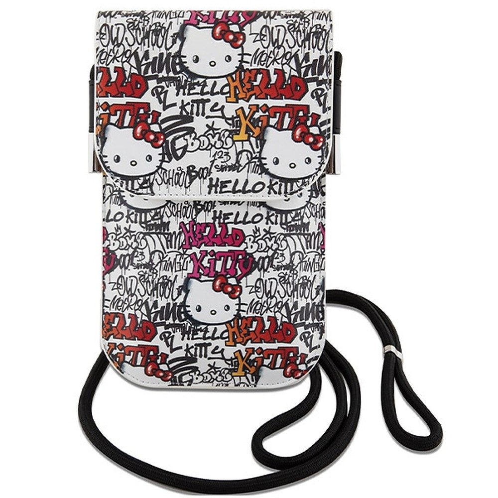 Hello Kitty Handytasche Smartphonetasche Umhängetasche Schultertasche (Spar-Set, 1-tlg), Graffiti-Design, Kordel, Handyfach
