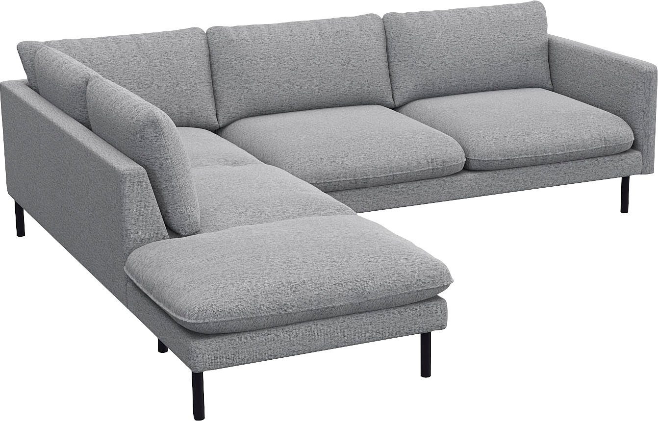 FLEXLUX Ecksofa Bolzano Designsofa, bequem durch Kaltschaum im Sitz, L-Form, lose Sitz -& Rückenkissen, hohe Füße