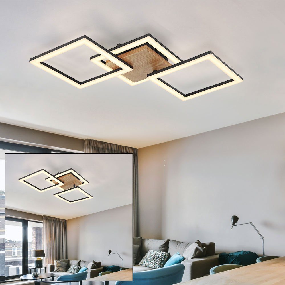 Globo LED Deckenleuchte, Deckenleuchte verbaut, schwenkbar LED LED-Leuchtmittel Deckenlampe Wohnzimmerleuchte Warmweiß, fest Holz