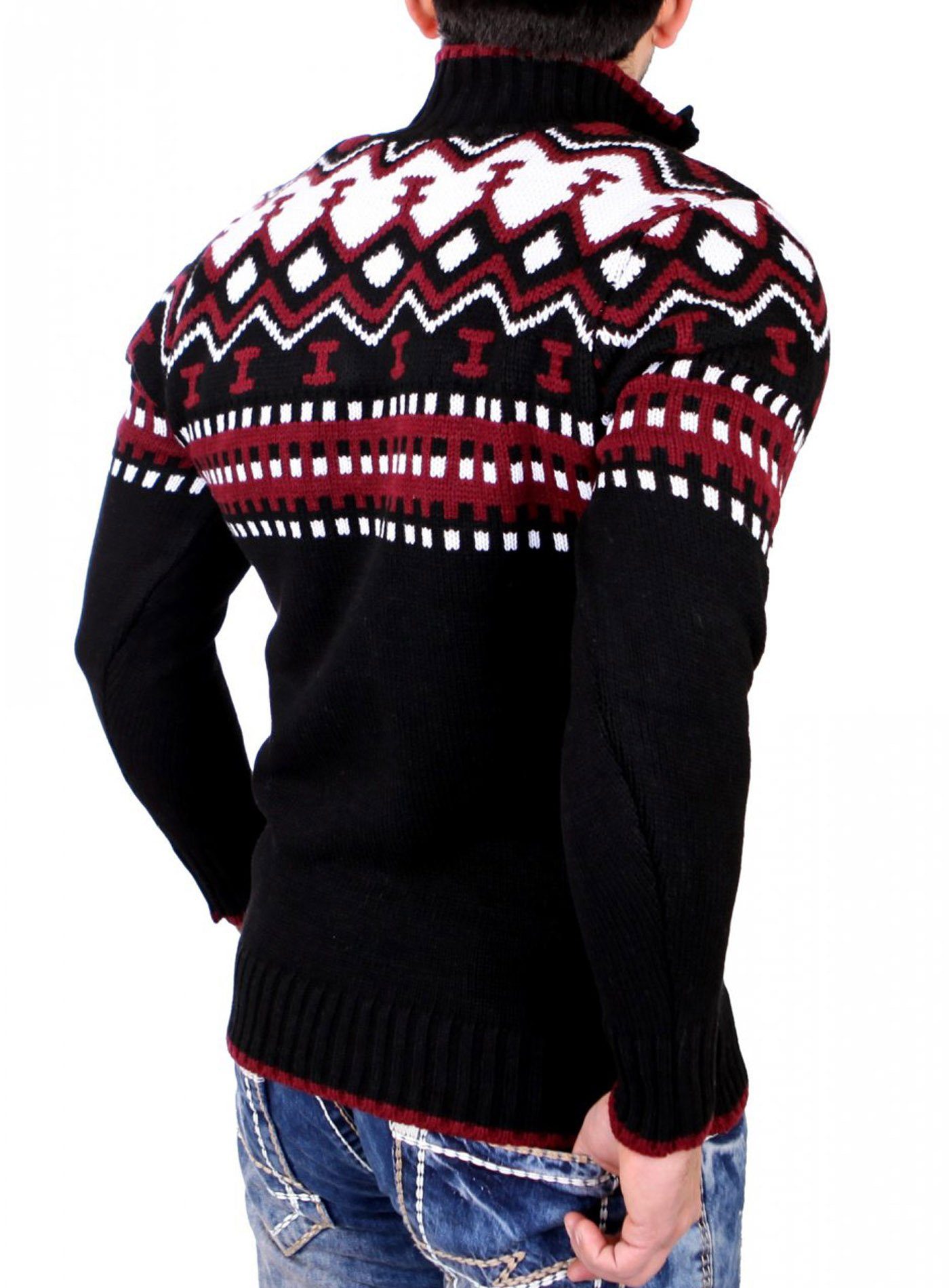 Reslad Strickpullover Reslad Herren Strickpullover Crewneck Zipper Norweger günstig online kaufen